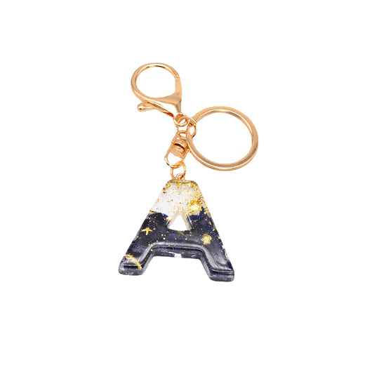 Llavero Alfabeto Piedra Negra con Detalles en Dorado - 26 Letras - Image 10