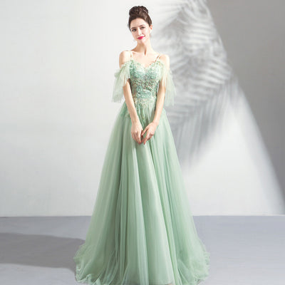 Vestido de Fiesta Menta Hombro Descubierto para Boda y Eventos Especiales - Image 3