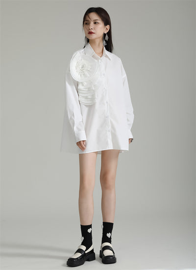 Blusa Larga con Falda Integrada - Diseño Floral 3D con Pliegues - Image 38
