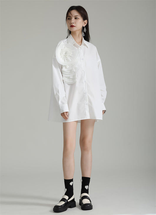 Blusa Larga con Falda Integrada - Diseño Floral 3D con Pliegues - Image 38