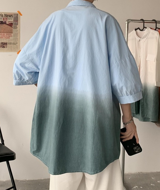 Camisa Degradada de Manga Corta con Estilo Personalizado para Hombre - Image 11