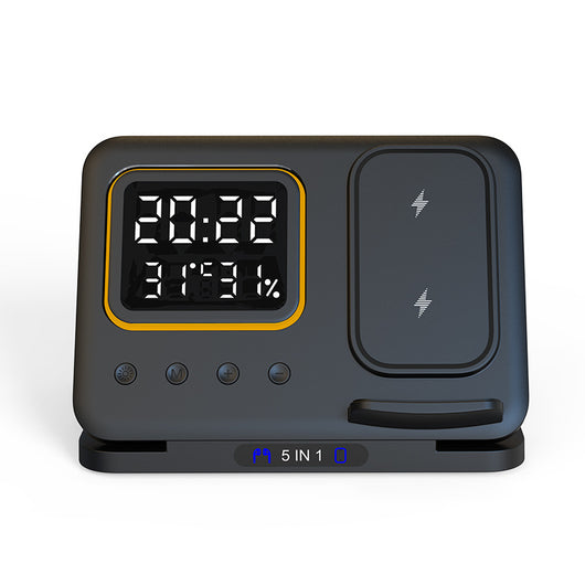Estación de Carga Inalámbrica 15W 5 en 1 con Reloj Despertador LED Digital - Image 10