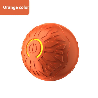 Upgraded blue electric jumping ball for pets with a yellow power button, made of chewable silicone, on a white pedestal. - Image 10