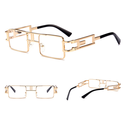 Gafas de Sol Rectangulares Steampunk Metal - Marco Dorado, Negro y Rojo - Image 6