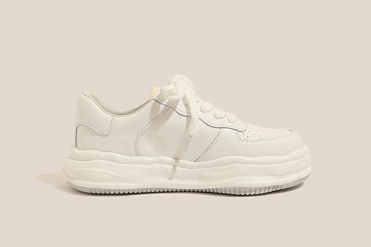 Zapatillas Deportivas Casuales de Cuero para Mujer con Suela Gruesa Elevada - Image 2