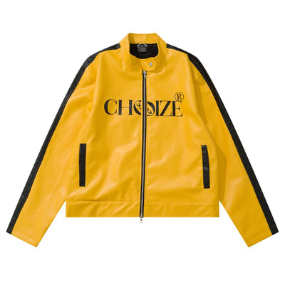 Chaqueta Hip Hop Suelta de Cuero con Letras Estampadas y Cuello Alto para Hombre - Image 5