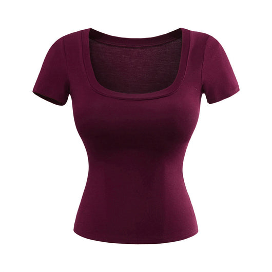 Playera Ajustada Cuello U Manga Corta para Mujer - Image 8