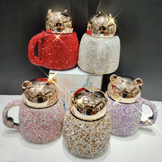 Taza Cerámica Infantil Osito con Tapa y Diseño de Diamantes - Image 10