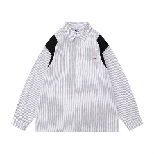 Camisa Suelta de Rayas Verticales Manga Larga para Hombre - Image 3
