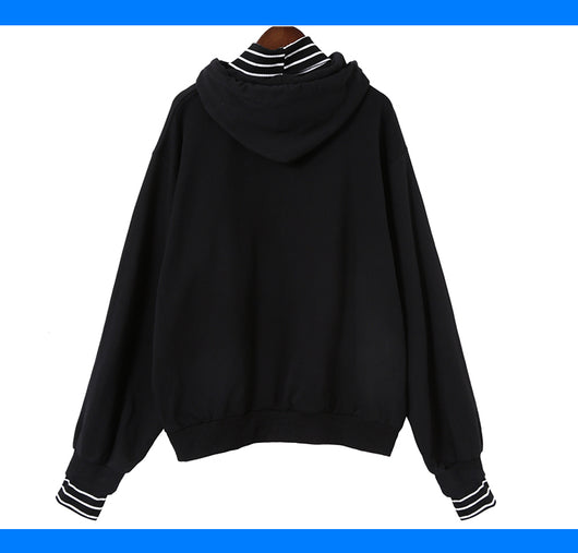 Sudadera Cuello Alto Rayas Harajuku Oversized para Mujer - Estilo K-pop Otoño - Image 2