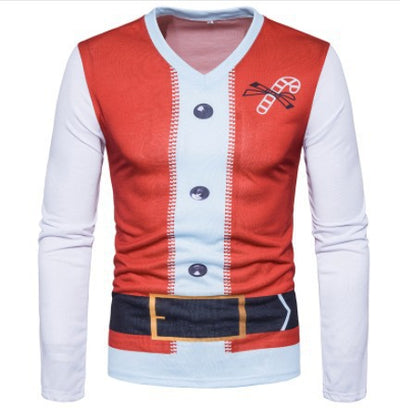 Camiseta Navideña Estampada de Manga Larga para Hombre - Image 7