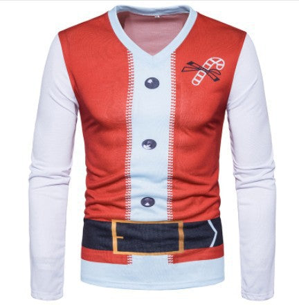 Camiseta Navideña Estampada de Manga Larga para Hombre - Image 7