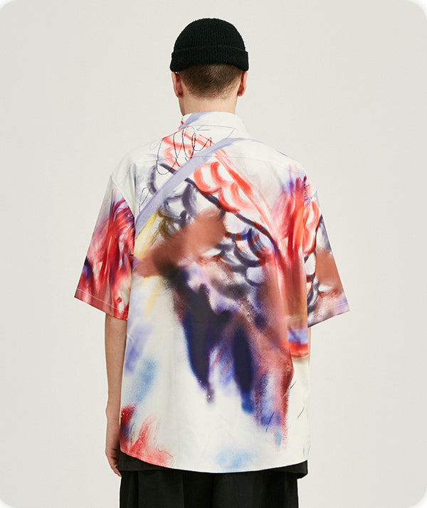 Camisa Suelta de Manga Corta en Colores Vibrantes