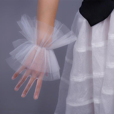 Vestido de Novia Negro Corto con Encaje y Tul Ultradelgado - Image 7