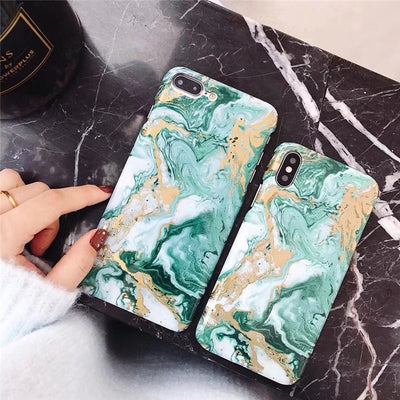 Funda para Celular Mármol Verde Dorado con Logo Personalizado - Image 3