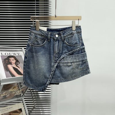 Falda Denim Cintura Alta Corte A - Image 14