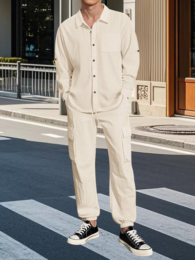 Traje Overol Lino con Solapa y Mangas Largas - Image 33