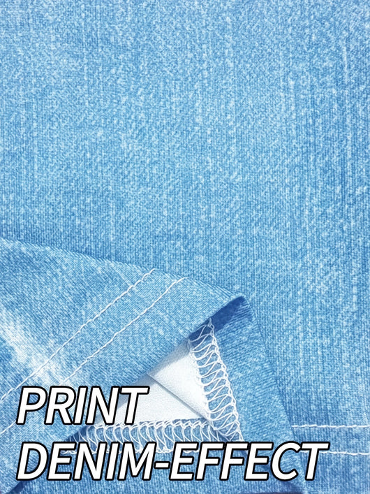 Pantalón Faux Denim con Estampado de Mariposas para Mujer - Image 8