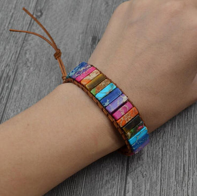 Pulsera Chakra de Piedras Naturales - Tejida en Cuero con Cuentas Multicolor - Image 5