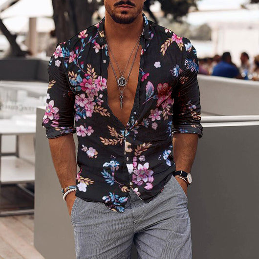 Camisa de Hombre Estampado Floral Romántico para Festividades - Image 6