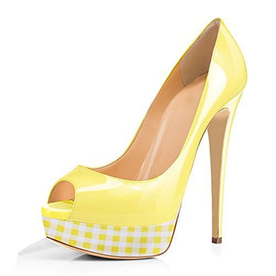 Zapatos de Tacón Alto Plataforma Impermeables a Cuadros Multicolor para Mujer - Image 4