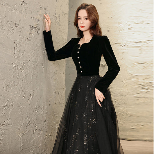 Vestido Largo Elegante de Manga Larga para Fiestas - Image 3