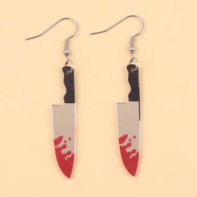 Aretes de Hacha Ensangrentada Halloween - Diseño Acrílic Retro