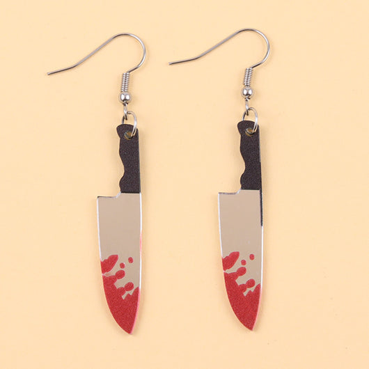 Aretes de Hacha Ensangrentada Halloween - Diseño Acrílic Retro