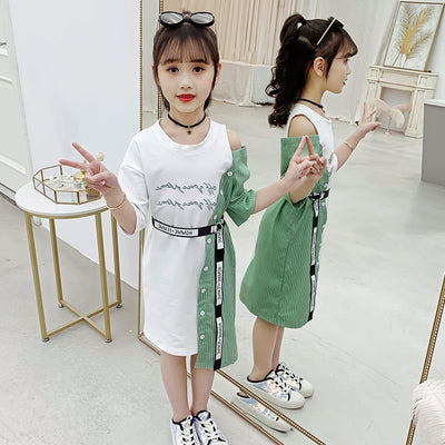Vestido de Niña Estilo Occidental Hombros Descubiertos para Verano - Image 3