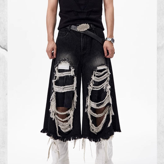 Pantalón Cropped Roto con Parches Estilo Vintage - Image 2