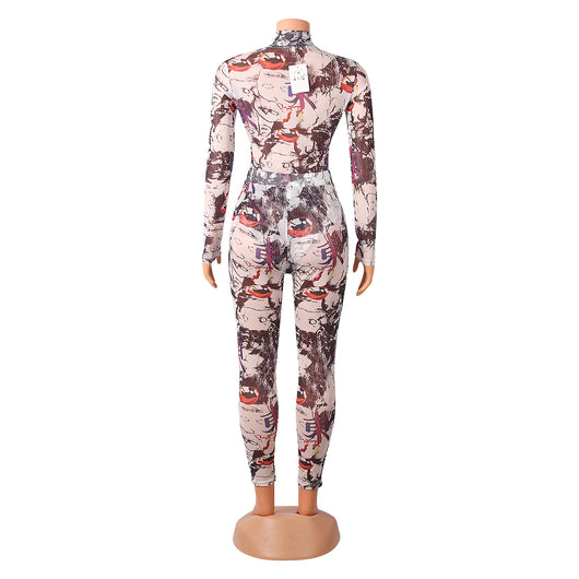 Traje Casual Sensual con Malla - Conjunto de Dos Piezas - Image 6