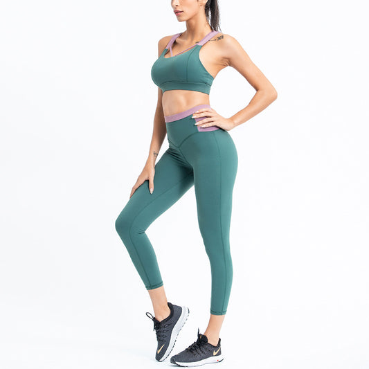 Conjunto Deportivo Yoga Mujer Ajustado Bicolor