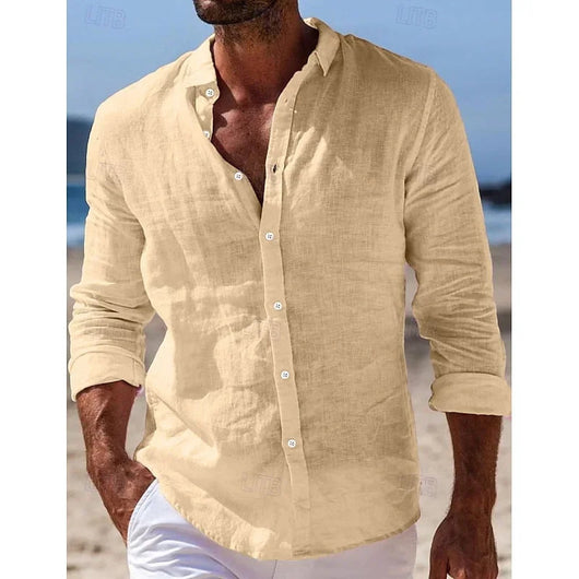 Camisa Casual de Algodón y Lino para Hombre - Image 10