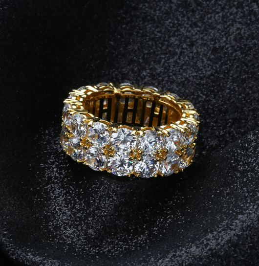 Anillo Hip Hop Doble Fila con Circones Incrustados para Hombre - Image 3
