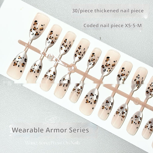 Uñas Postizas Leopardo Estilo Francés - Armadura de Temperamento