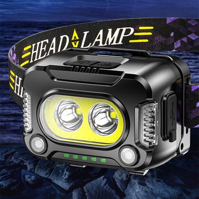 Linterna Frontal LED COB de Alta Potencia con Sensor de Movimiento para Correr y Pesca