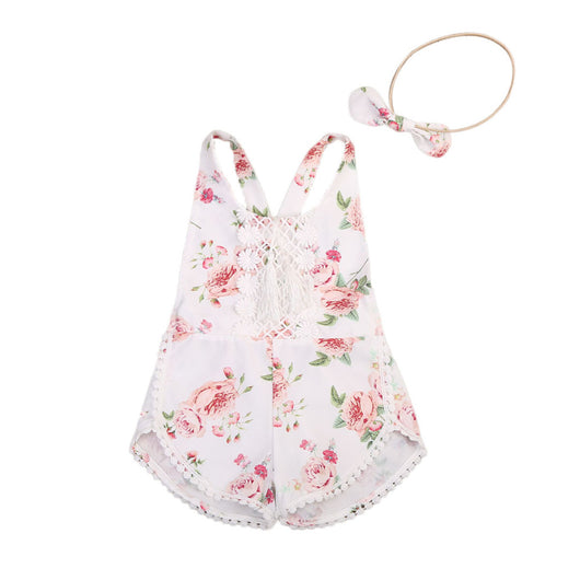 Enterizo Floral sin Mangas para Bebé Niña con Borlas y Diseño Playero