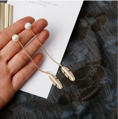 Aretes Largos de Perla con Hoja y Borla - Diseño Personalidad - Image 3