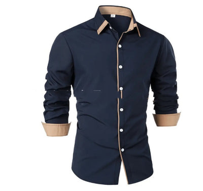 Camisa Casual de Manga Larga con Contraste de Colores - Image 47