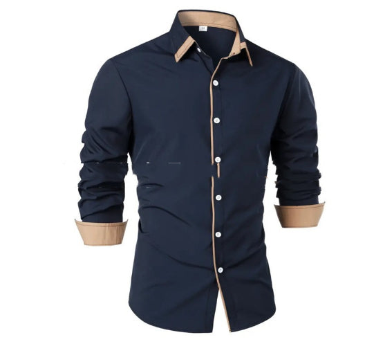 Camisa Casual de Manga Larga con Contraste de Colores - Image 47