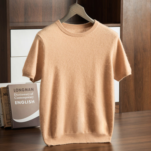Suéter de Cachemira para Hombre Cuello Redondo Manga Corta - Image 3