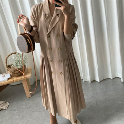 Vestido Sastre Doble Botonadura con Pliegues