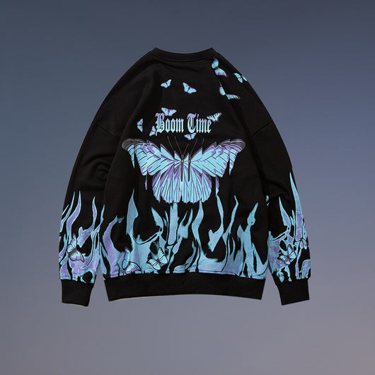 Suéter Hombre Cuello Redondo Estampado Manga Larga Oversize