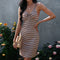 Vestido Listrado com Alças e Costas Abertas Feminino