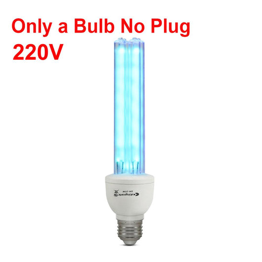 Kingrate 110V germicidal lamp bulb with a standard screw-in base, emitting a blue UV light for sterilization.