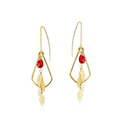 Aretes de Plata 925 con Cristal Rojo