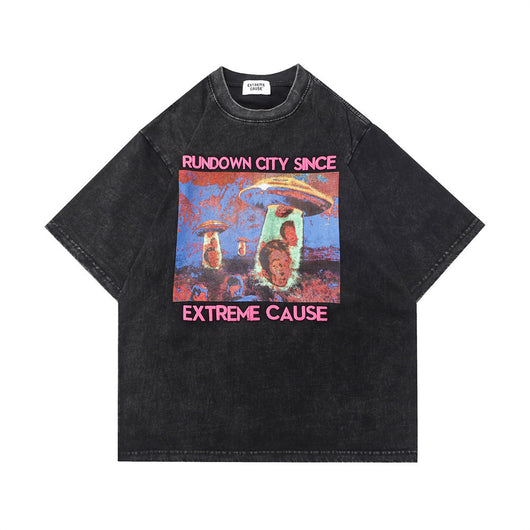 Camiseta Vintage Estampado Caricatura para Hombre