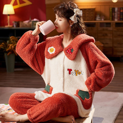 Pijama Coreano Grueso y Suave de Franela para Casa - Image 35
