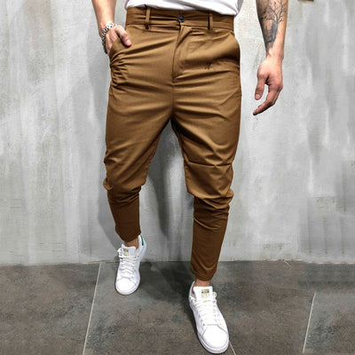 Pantalones Casuales Slim Fit en Tela Tejida Color Sólido para Hombre - Image 23
