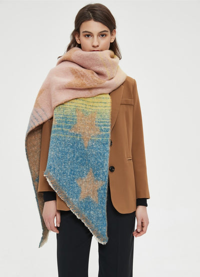 Chal Cálido Mujer Tejido Jacquard Combinado Otoño Invierno XINGX - Image 27